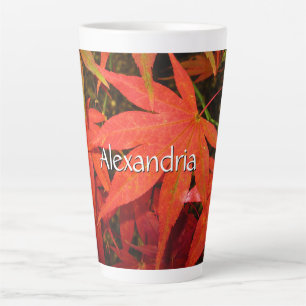 Crimson Maple Leaves - Large Personalized Latte Mug