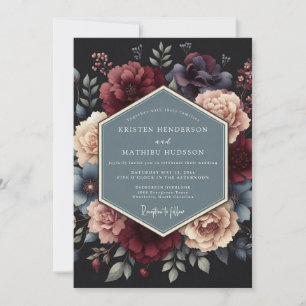 Crimson Midnight Flora Wedding Invitation
