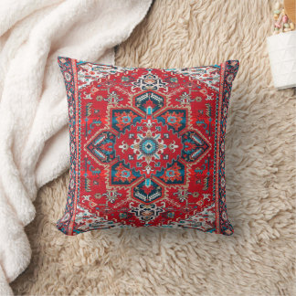 Crimson Mirage – Red Boho Moroccan Elegance Throw Pillow