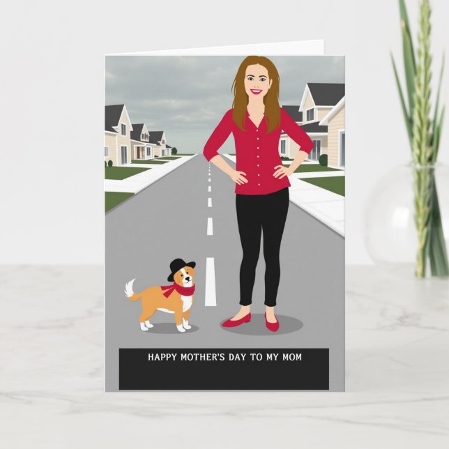 Crimson Mom And Dog Mothers Day Card (Front)