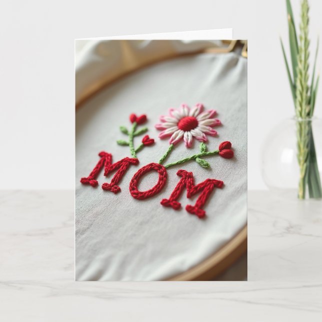 Crimson Mom Embroidery Card (Front)