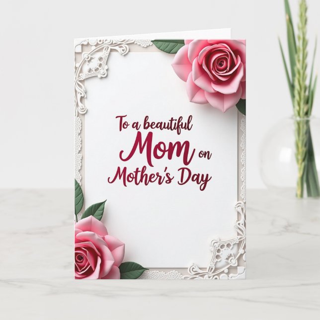 Crimson Mom Floral Illustration Card (Front)