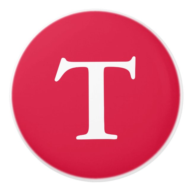 Crimson Monogrammed Ceramic Knob (Front)