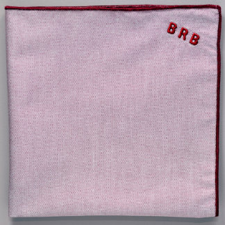 Crimson Monogrammed Maroon Linen Pocket Square