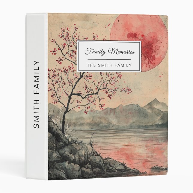 Crimson Moon Lakeside Ink Wash Mini Binder (Front/Spine)