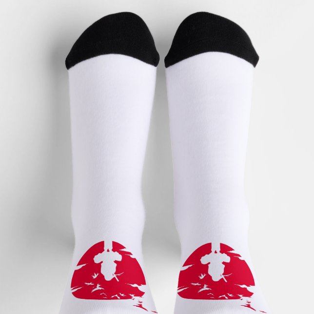 Crimson Moon Ninja - Japanese Silhouette Art Socks (Top)