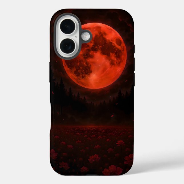 Crimson Moon Over the Silent Field Case-Mate iPhone Case (Back)
