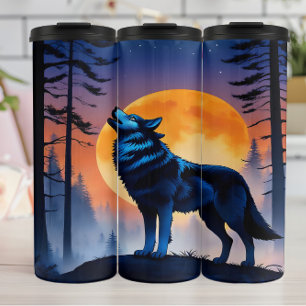 Crimson Moon Wolf's Serenade. Thermal Tumbler