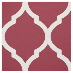 Crimson Moroccan Quatrefoil Large Scale Fabric