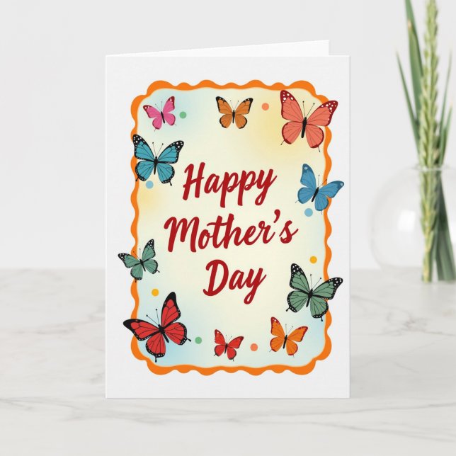Crimson Mothers Day Butterfly Card (Front)