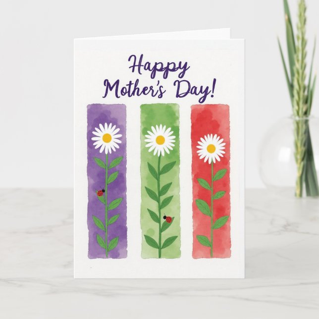 Crimson Mothers Day Daisy Card (Front)