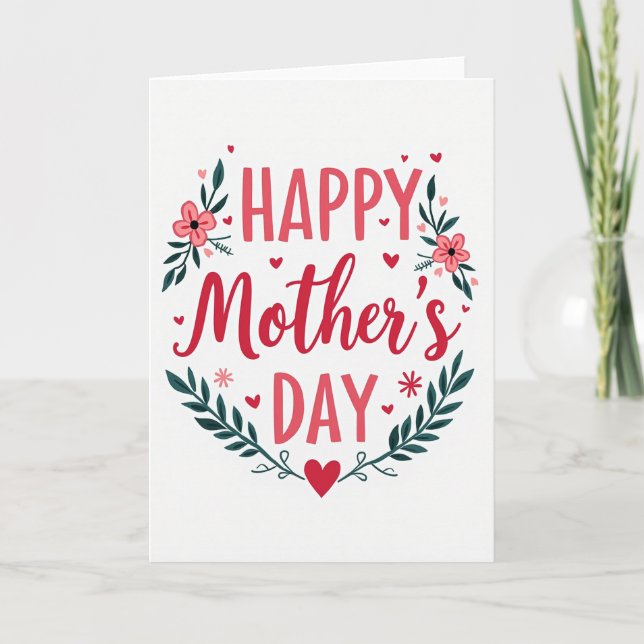 Crimson Mothers Day Design Card (Front)