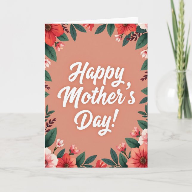 Crimson Mothers Day Flower Card (Front)