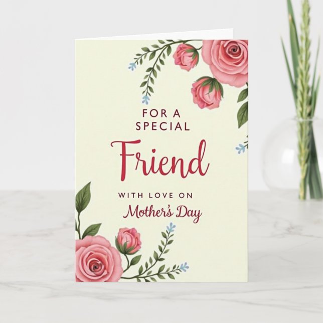 Crimson Mothers Day Friend Card (Front)