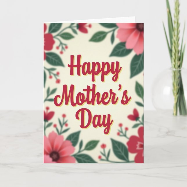 Crimson Mothers Day Greeting Card (Front)