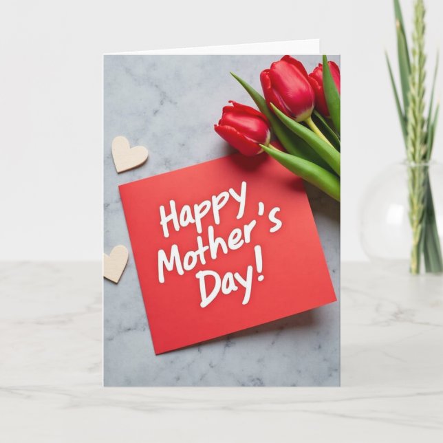Crimson Mothers Day Hearts Card (Front)