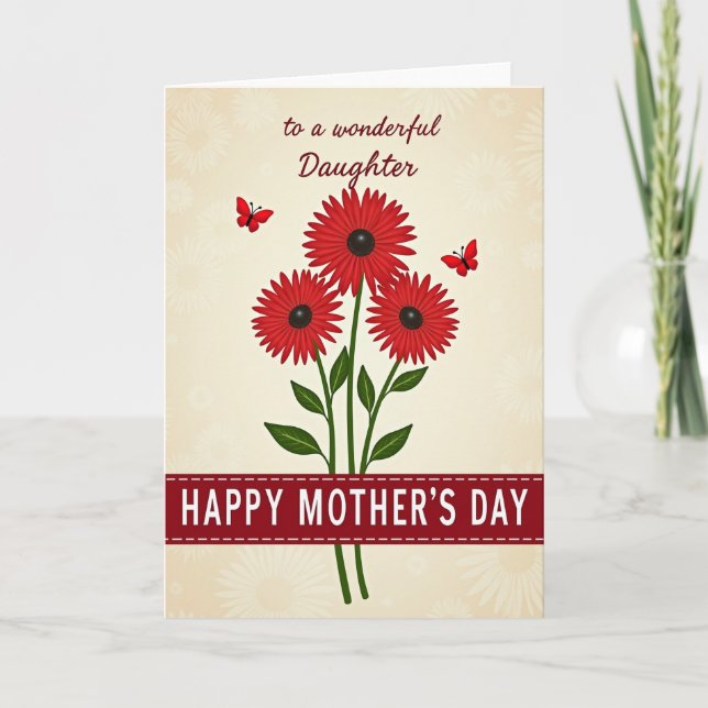 Crimson Mothers Day Ribbon Card (Front)