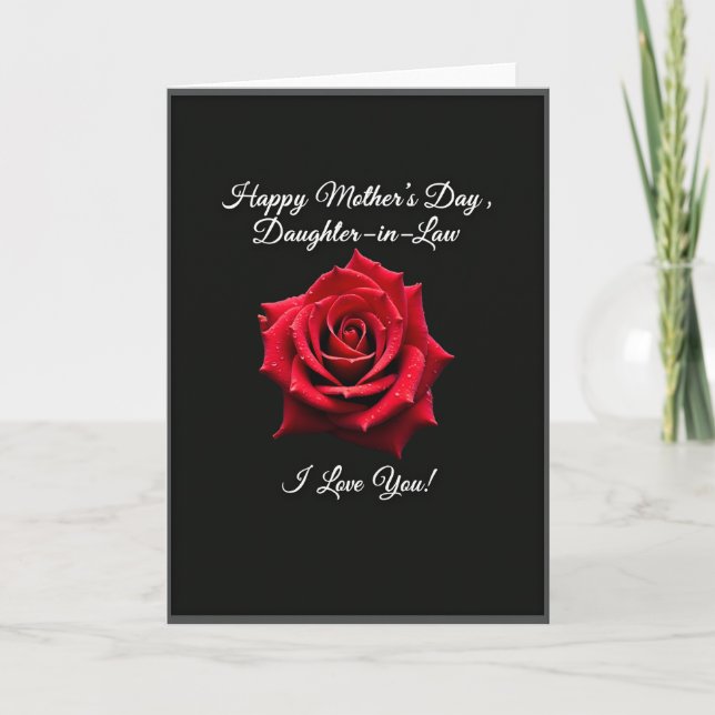 Crimson Mothers Day Rose Card (Front)