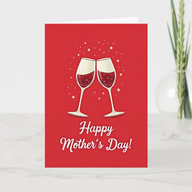 Crimson Mothers Day Toast Card (Front)