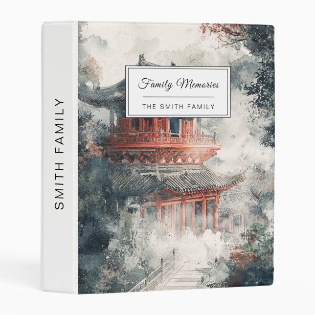 Crimson Mountain Pagoda Ink Wash (1) Mini Binder (Front/Spine)