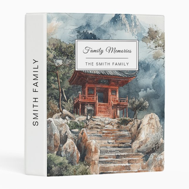 Crimson Mountain Pagoda Ink Wash (2) Mini Binder (Front/Spine)