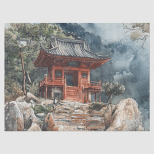 Crimson Mountain Pagoda Ink Wash (2) Tissue Paper