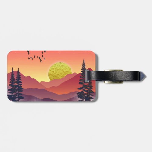 Crimson Mountains Landscape Luggage Tag