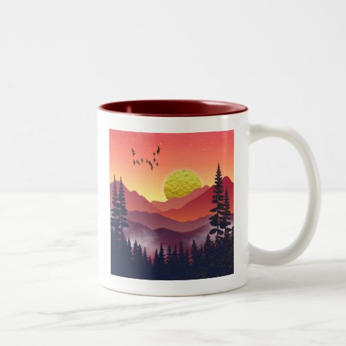 Crimson Mountains Landscape Two_Tone Coffee Mug
