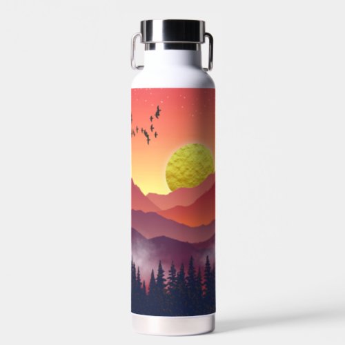 Crimson Mountains Landscape Water Bottle