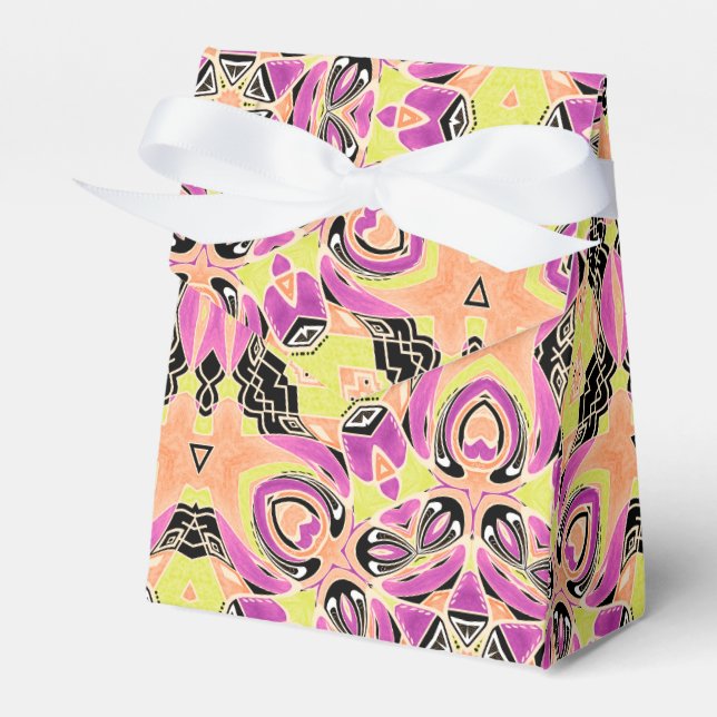 Crimson , multi-colored mandala favor boxes (Front Side)