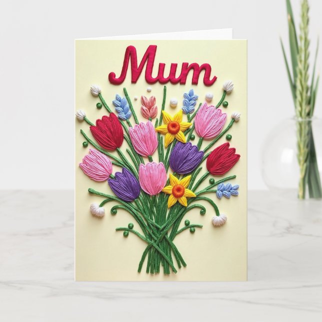Crimson Mum Floral Art Card (Front)