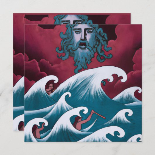 Crimson Neptune Oil Painting (Front/Back)