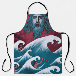 Crimson Neptune Oil Painting Apron