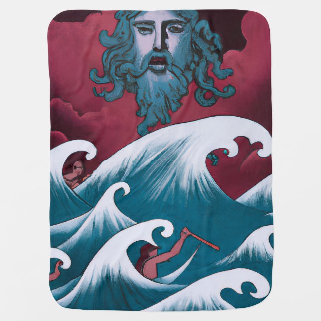 Crimson Neptune Oil Painting Baby Blanket (Front)