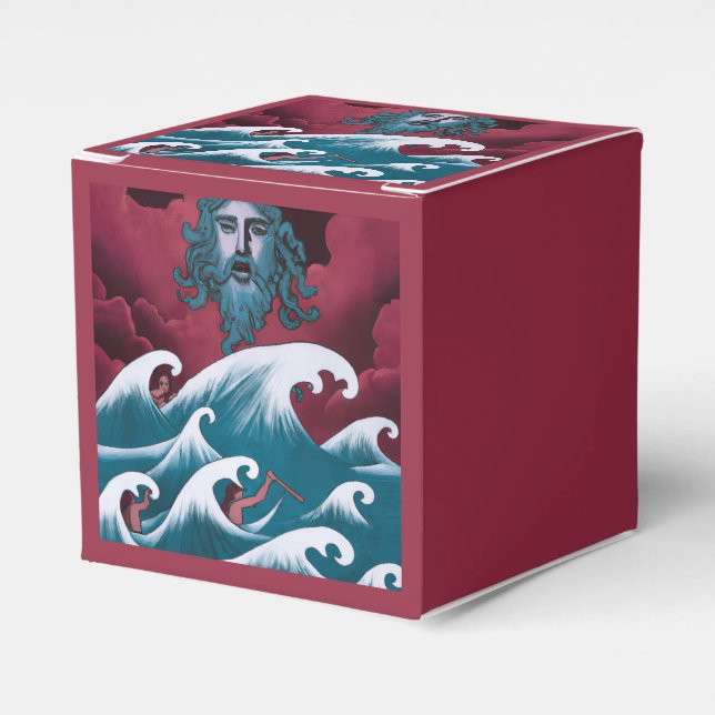 Crimson Neptune Oil Painting Favor Boxes (Front Side)