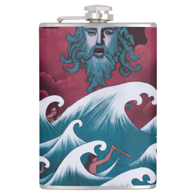 Crimson Neptune Oil Painting Flask (Front)