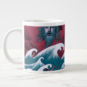 Crimson Neptune Oil Painting Giant Coffee Mug