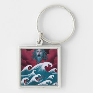 Crimson Neptune Oil Painting Keychain