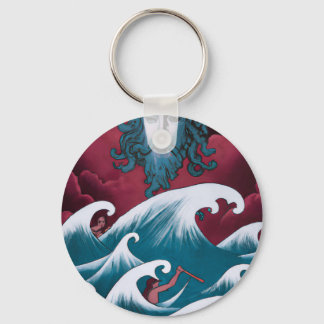 Crimson Neptune Oil Painting Keychain