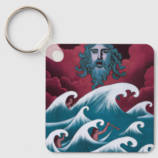 Crimson Neptune Oil Painting Keychain