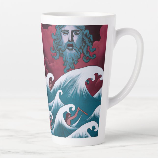 Crimson Neptune Oil Painting Latte Mug (Right)