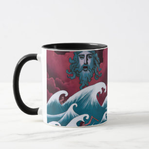 Crimson Neptune Oil Painting Mug