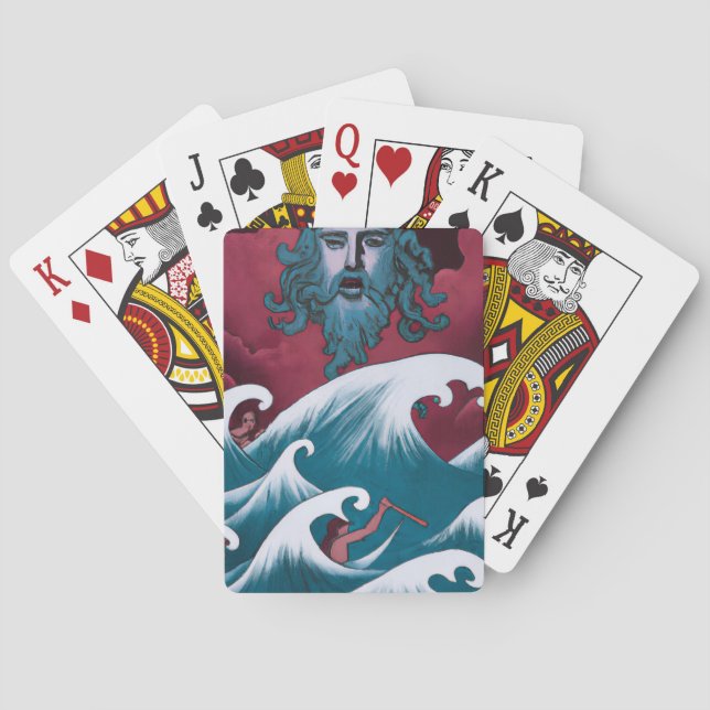 Crimson Neptune Oil Painting Poker Cards (Back)