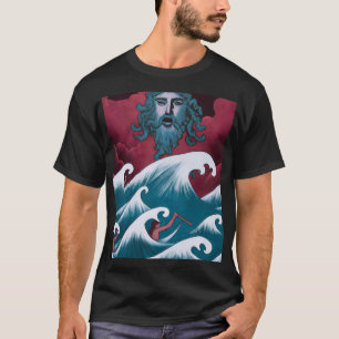 Crimson Neptune Oil Painting T-Shirt