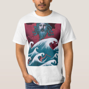 Crimson Neptune Oil Painting T-Shirt