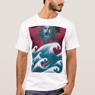 Crimson Neptune Oil Painting T-Shirt