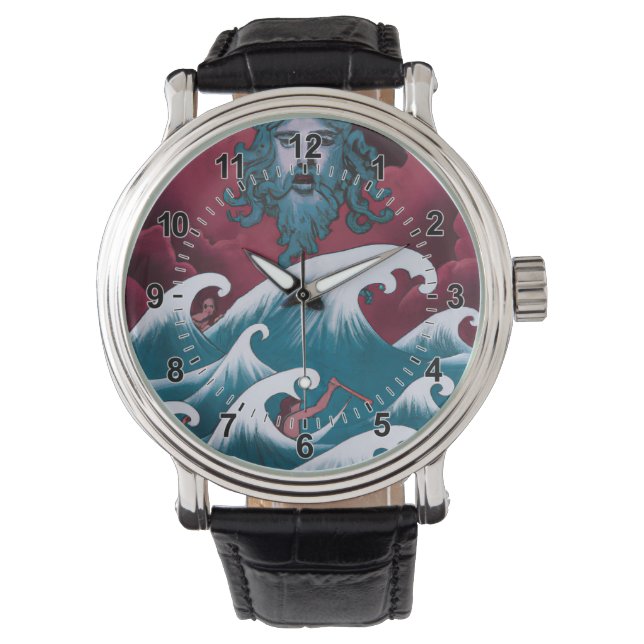 Crimson Neptune Oil Painting Watch (Front)