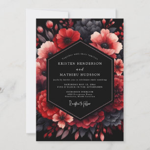 Crimson Nocturnal Bloom Wedding Invitation
