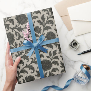 Crimson Nocturne Bloom Victorian Wrapping Paper