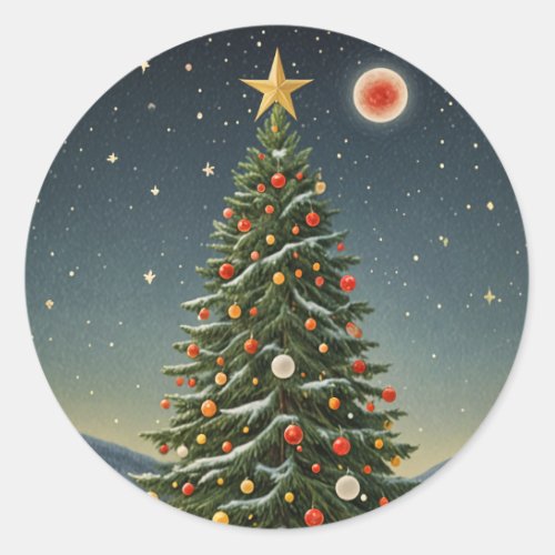 Crimson Noel Classic Round Sticker